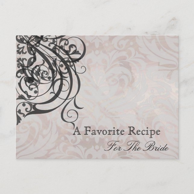 Vintage Rococo Black Bridal Shower Recipe Card (Front)
