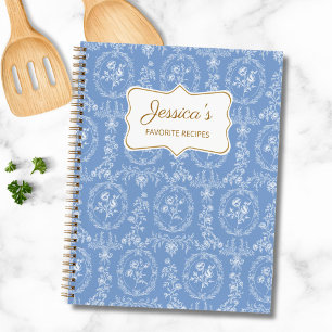 Vintage Rococo Floral Custom Name Recipe Book