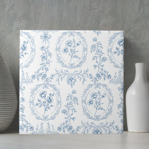Vintage Rococo Flowers Floral Pattern Tile