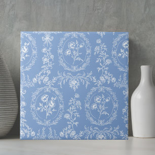 Vintage Rococo Flowers Floral Pattern Tile