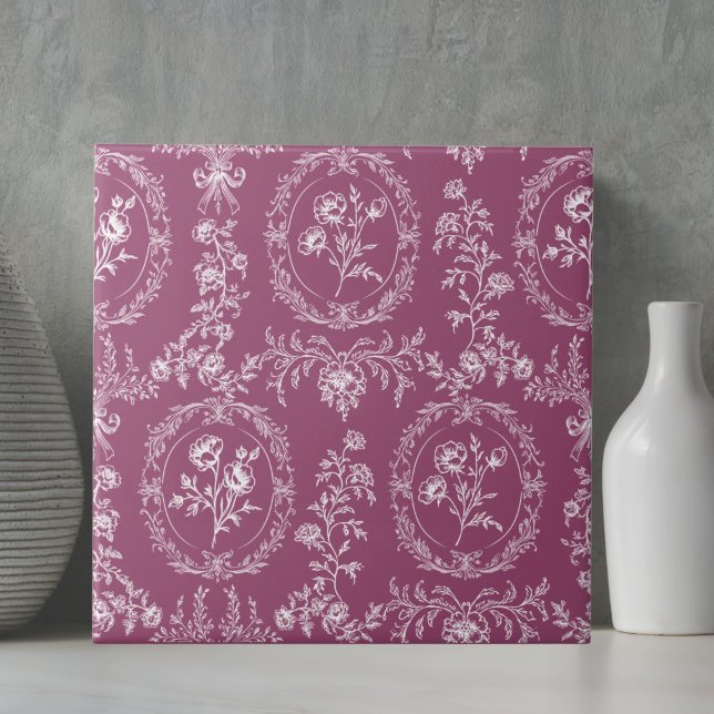 Vintage Rococo Flowers Floral Pattern Tile (Creator Uploaded)