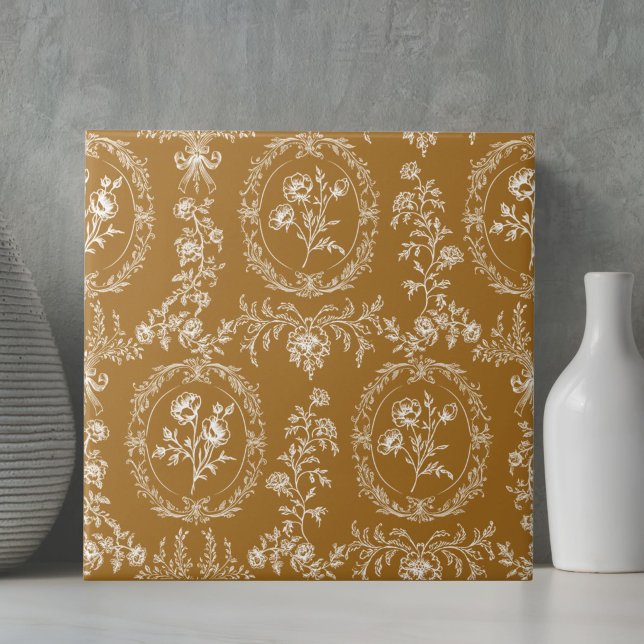 Vintage Rococo Flowers Floral Pattern Tile (Creator Uploaded)