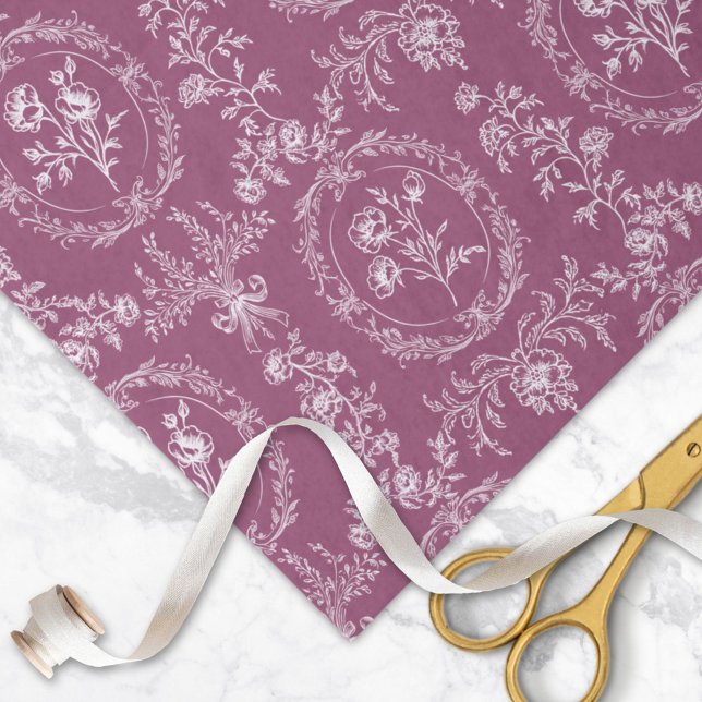 Vintage Rococo Flowers Floral Pattern Tissue Paper (In situ)