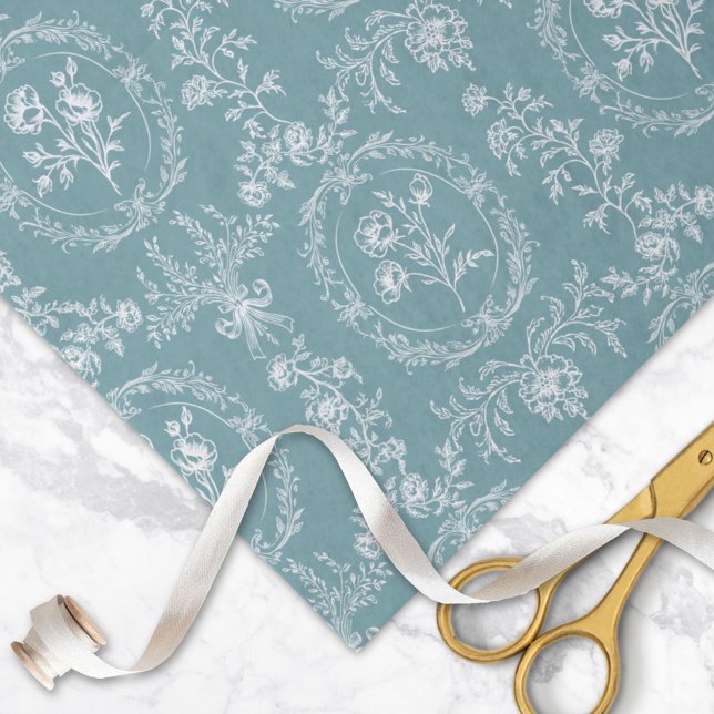 Vintage Rococo Flowers Floral Pattern Tissue Paper (In situ)