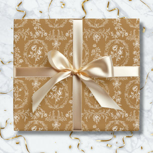 Vintage Rococo Flowers Floral Pattern Wrapping Paper