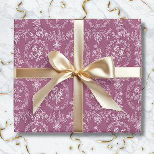 Vintage Rococo Flowers Floral Pattern Wrapping Paper