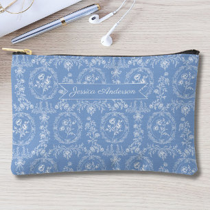 Vintage Rococo Flowers Floral Personalised Name Accessory Pouch