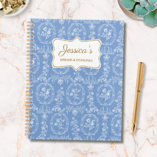 Vintage Rococo Flowers Floral Personalised Name Planner