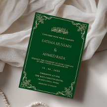Vintage Rococo Frame Emerald Green Muslim Wedding