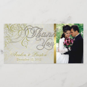 Vintage Rococo Gold Thank You Photo Cards