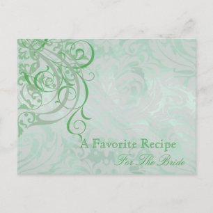 Vintage Rococo Green Bridal Shower Recipe Card