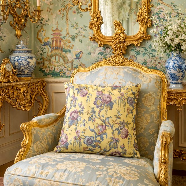 Vintage Rococo Revival Chinoiserie Pattern Cushion (Creator Uploaded)