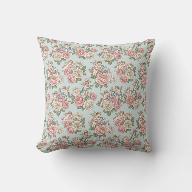Vintage Rococo Revival Rose Garden Romantic  Cushion (Front)