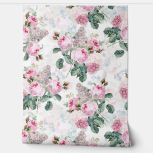 Vintage Rococo Roses Bouquets Garden Wallpaper