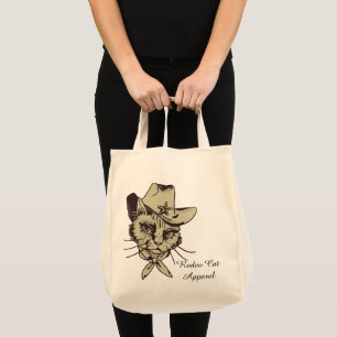 Vintage Rodeo Cat Cowboy Apparel Tote Bag