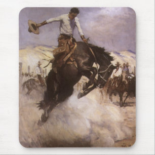 Vintage Rodeo Cowboy, Breezy Riding by WHD Koerner Mouse Pad