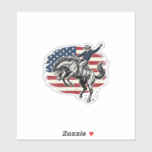 Vintage Rodeo Cowboy Patriotic Horse Rider Vector_