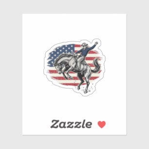 Vintage Rodeo Cowboy Patriotic Horse Rider Vector_