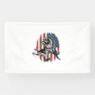 Vintage Rodeo Cowboy Patriotic Horse Rider Vector_ Banner