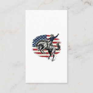 Vintage Rodeo Cowboy Patriotic Horse Rider Vector_ Business Card