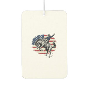 Vintage Rodeo Cowboy Patriotic Horse Rider Vector_ Car Air Freshener