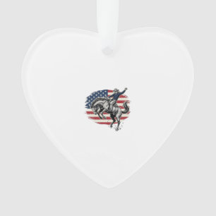 Vintage Rodeo Cowboy Patriotic Horse Rider Vector_ Ornament
