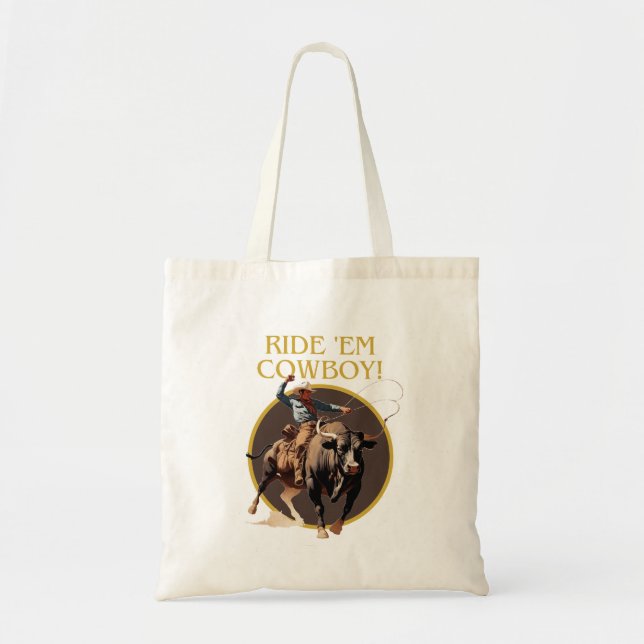 Vintage Rodeo Cowboy Tote Bag (Front)