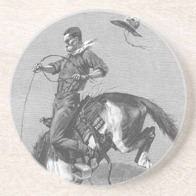 Vintage Rodeo Cowboys, Bucking Bronco by Remington Coaster (Front)
