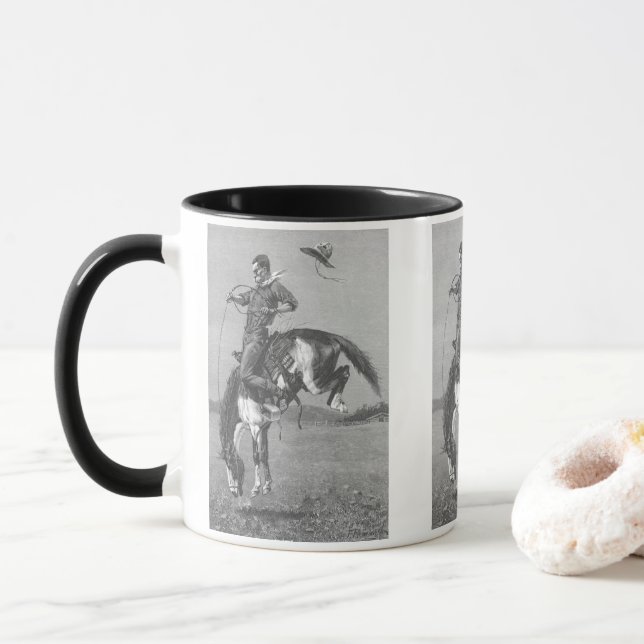 Vintage Rodeo Cowboys, Bucking Bronco by Remington Mug (With Donut)