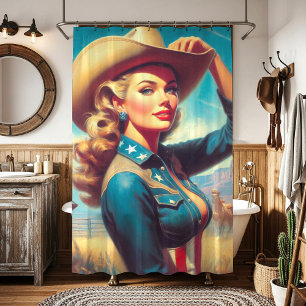 Vintage Rodeo Pin-up Shower Curtain