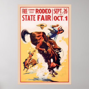 Vintage Rodeo Poster Cowboy Wall Art, Western