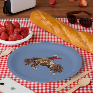 Vintage Rodeo rider Paper Plate