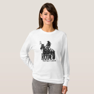 Vintage Rodeo Vibes – Black and White Cowgirl T-Shirt