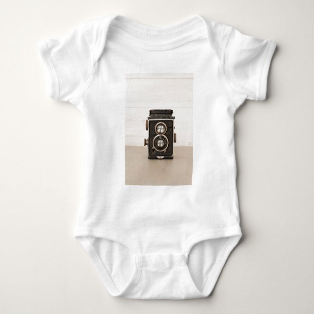 Vintage Rolleiflex Twin lens camera Baby Bodysuit (Front)