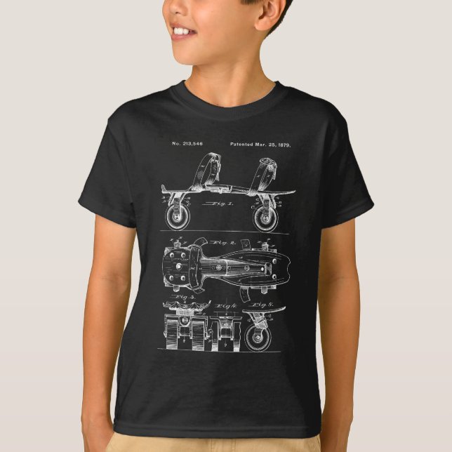 Vintage Roller Skate Patent Design T-Shirt (Front)