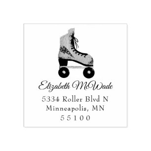 Vintage Roller Skate Return Address Rubber Stamp