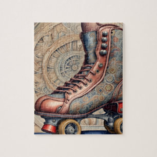 Vintage Roller skates art.  Jigsaw Puzzle