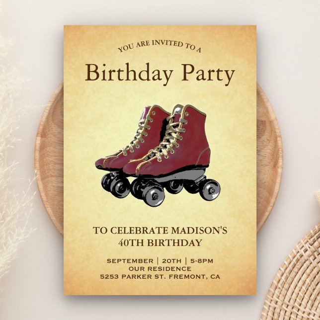 Vintage Roller Skates Birthday Party Invitation (Creator Uploaded)