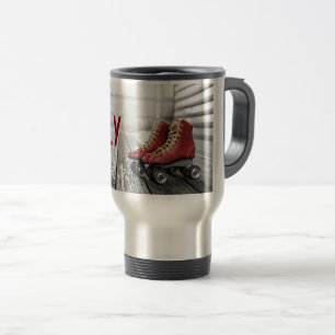 Vintage roller skates travel mug