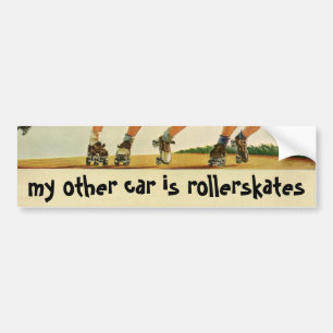 Vintage Roller Skating Fun Children Boys and Girls Bumper Sticker