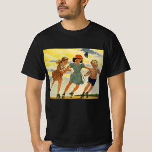 Vintage Roller Skating Fun Children Boys and Girls T-Shirt