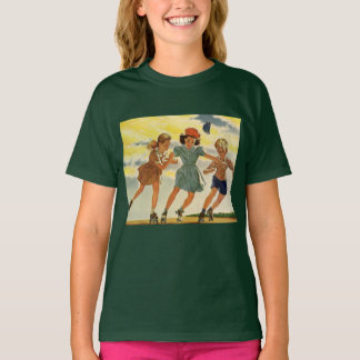 Vintage Roller Skating Fun Children Boys and Girls T-Shirt