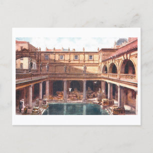 Vintage Roman Baths, Bath, England Postcard