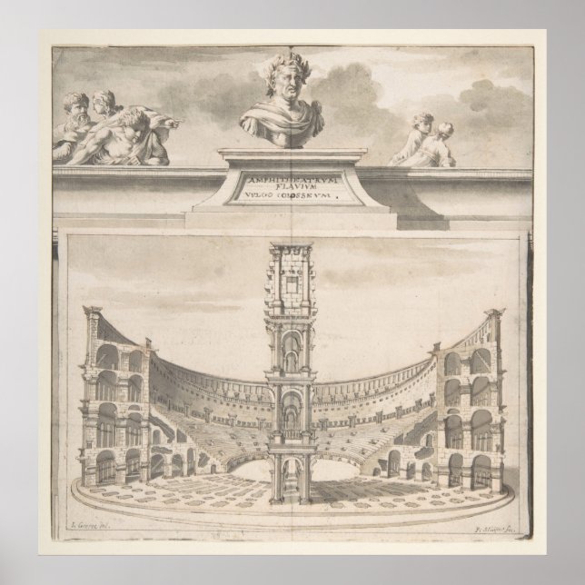 Vintage Roman Colosseum Illustrative Diagram Poster (Front)