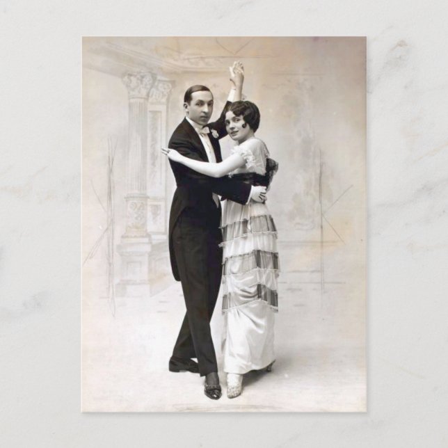 Vintage Romance Ballroom Dance Couple Postcard (Front)