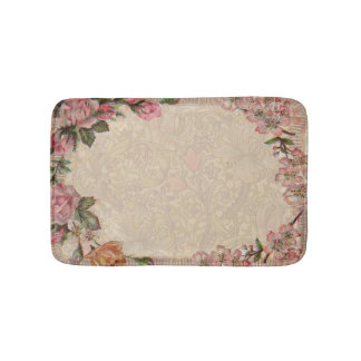Vintage Romance Couple: Antique Roses Girly Love Bath Mat