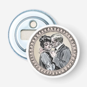Vintage Romance Couple: Antique Roses Girly Love Bottle Opener