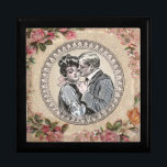 Vintage Romance Couple: Antique Roses Girly Love Gift Box<br><div class="desc">Capture the tender charm of a bygone era with this exquisite Vintage Romance Couple design. A beautifully rendered antique illustration of a loving couple, reminiscent of the popular Gibson Girl era, is centrally framed by an elegant, ornate border. Lush, romantic roses and delicate floral sprays in shades of pink and...</div>