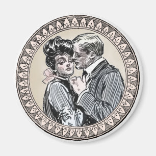 Vintage Romance Couple: Antique Roses Girly Love Magnet