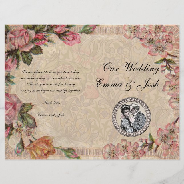 Vintage Romance Couple Antique Roses Wedding (Front)
